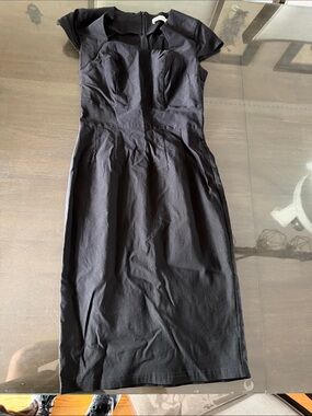 Grace Karin Black Cap Sleeve Midi Sheath Dress